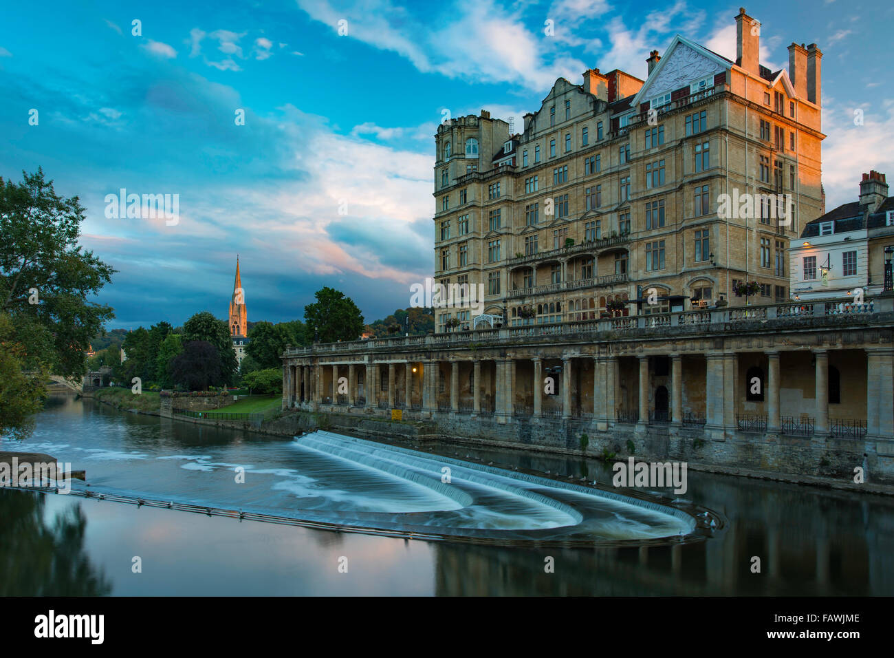 Evening over River Avon, Bath, Somerset, England Stock Photo