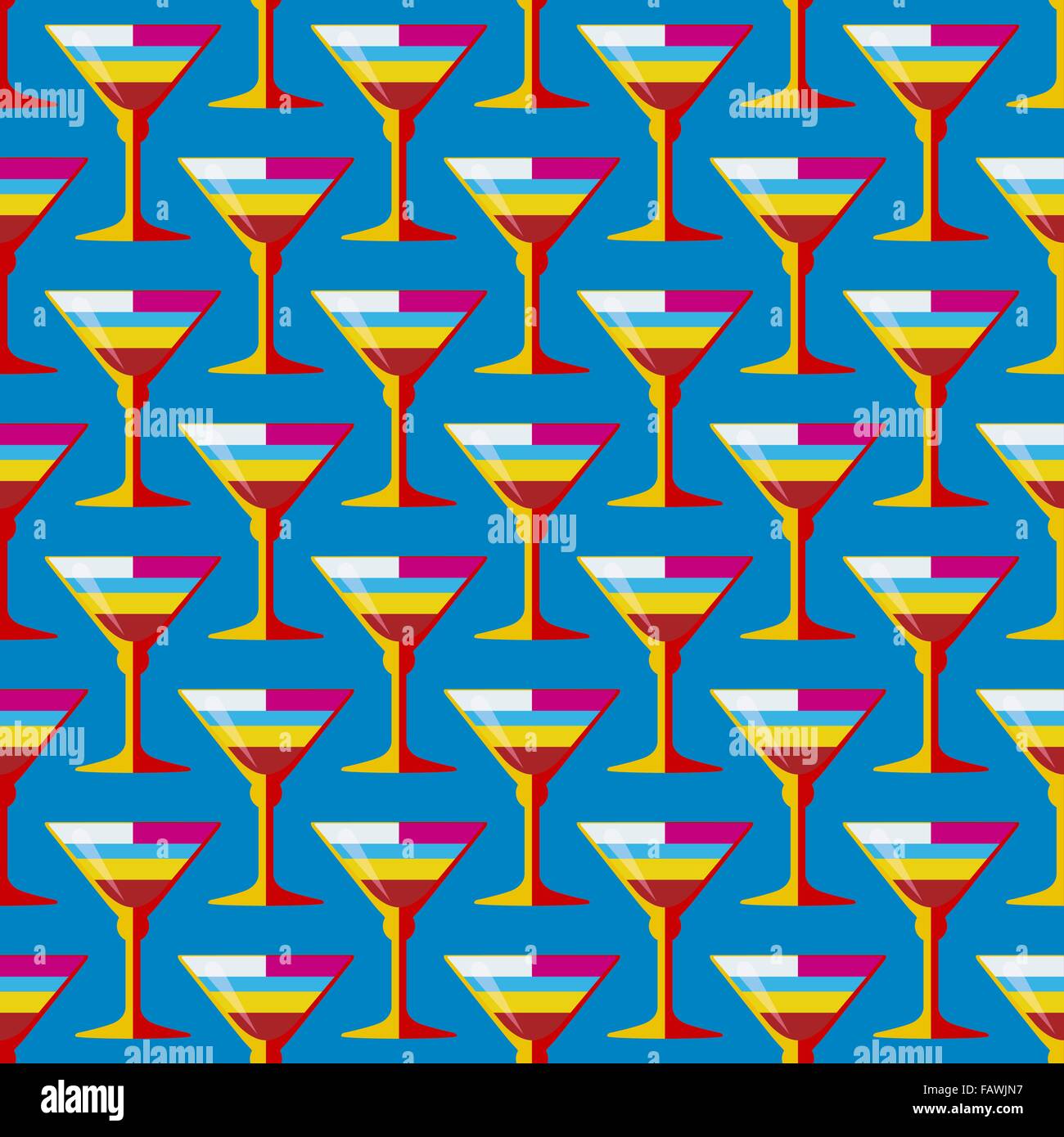 vector colored pop art style striped yellow red cyan cocktail glass ...