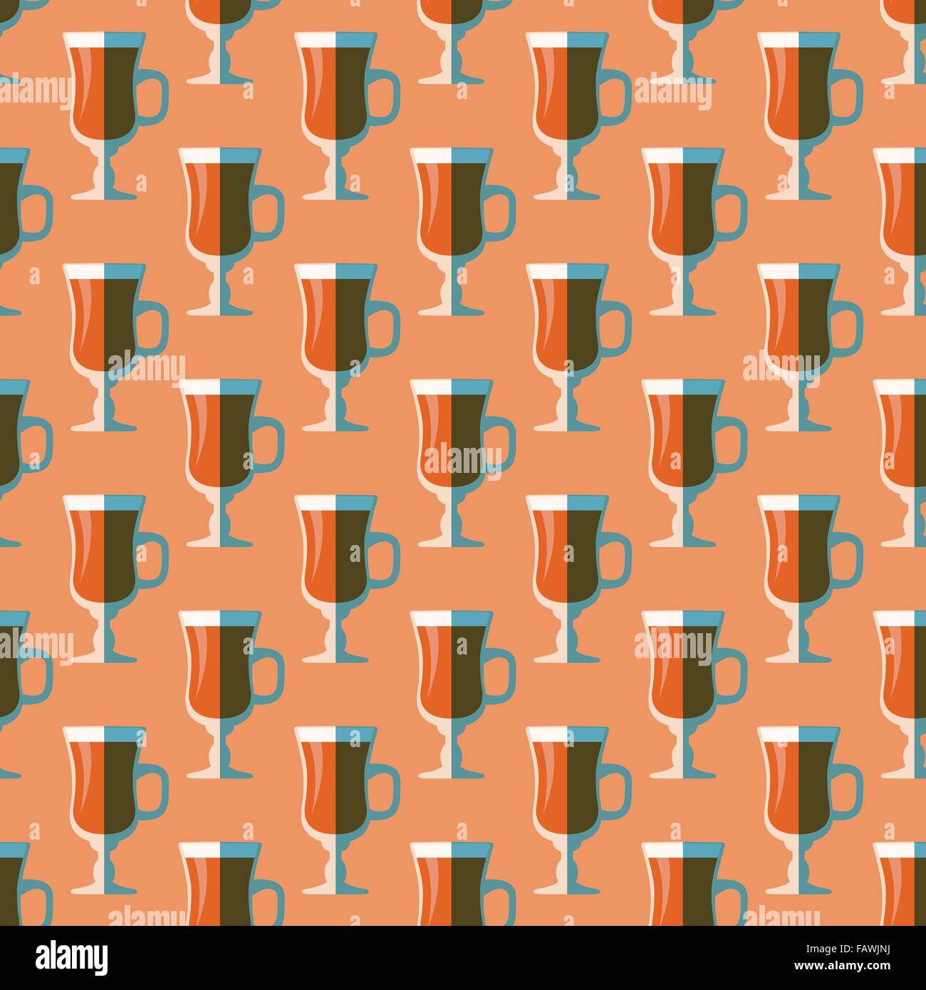 vector colored pop art style red mulled wine glass seamless pattern on ...