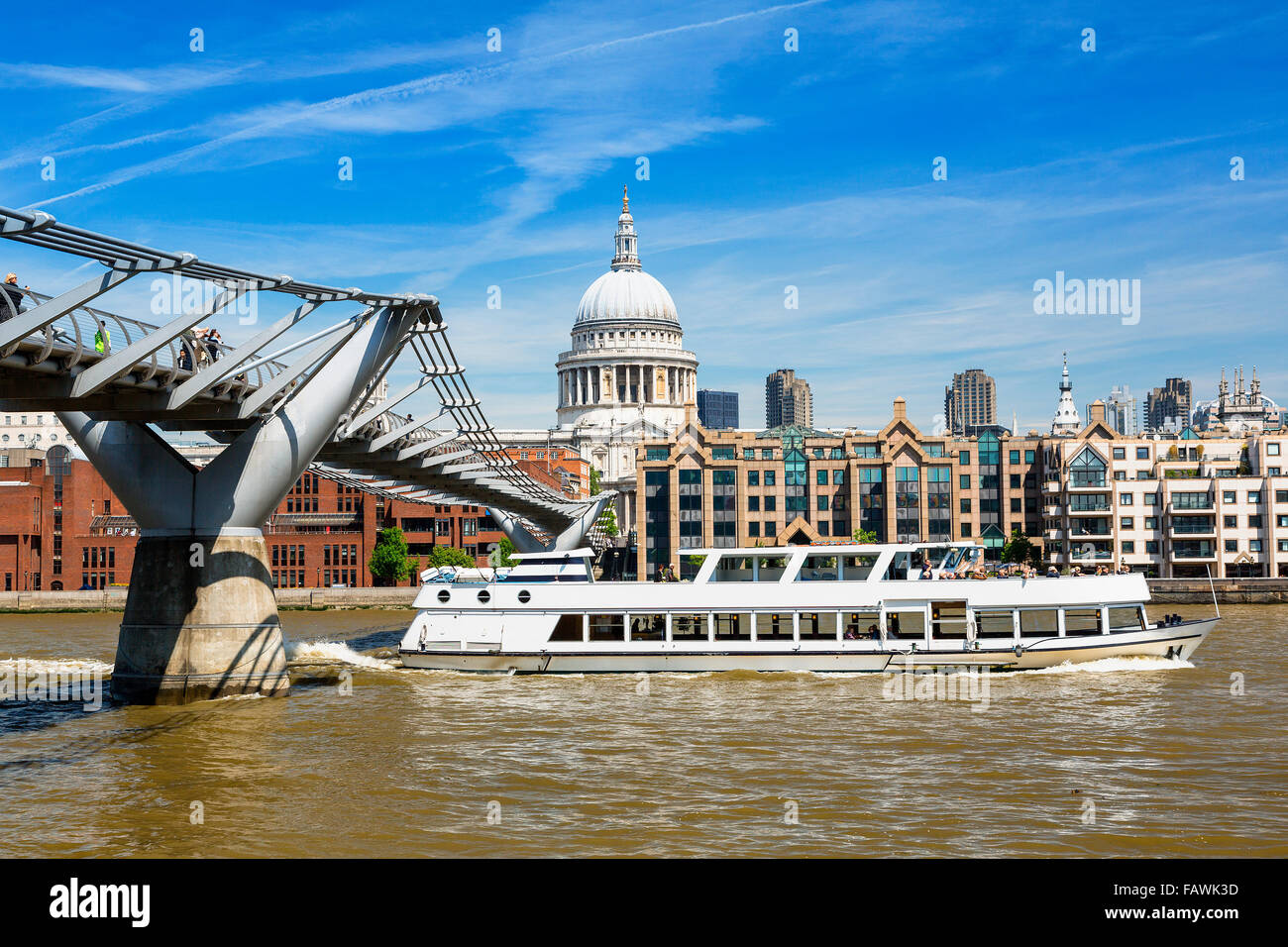 London, St. Paul's Cathedral and Millennium Bridge Stock Photo