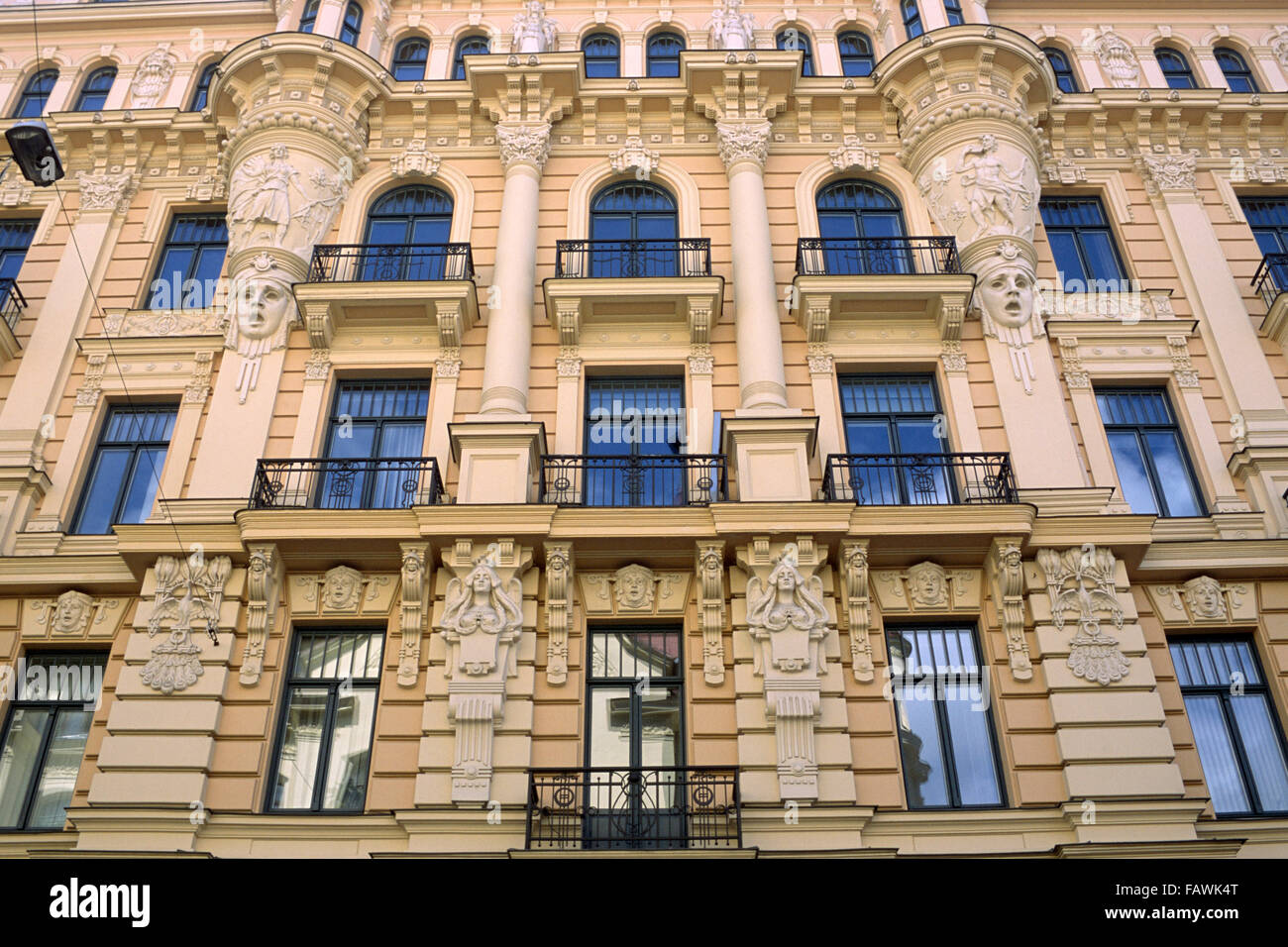 latvia, riga, alberta iela, art nouveau building, architect mikhail ...