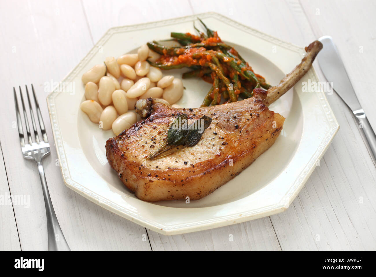 cooked french cut pork chops Stock Photo Alamy