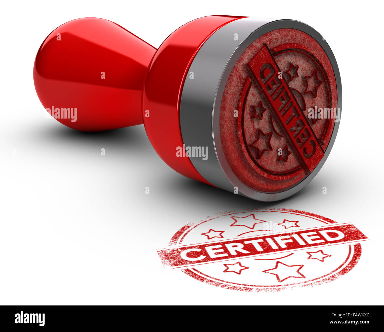 Rubber stamp over white background with the text certified printed on it. concept image for illustration of certification or gua Stock Photo