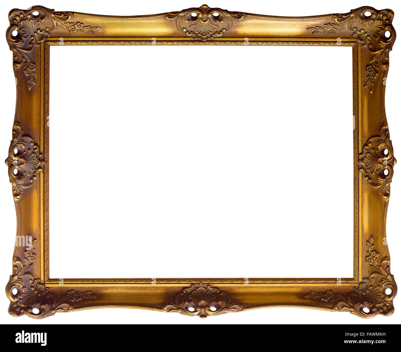 Ornate Golden Baroque Frame Clipping Path Stock Photo