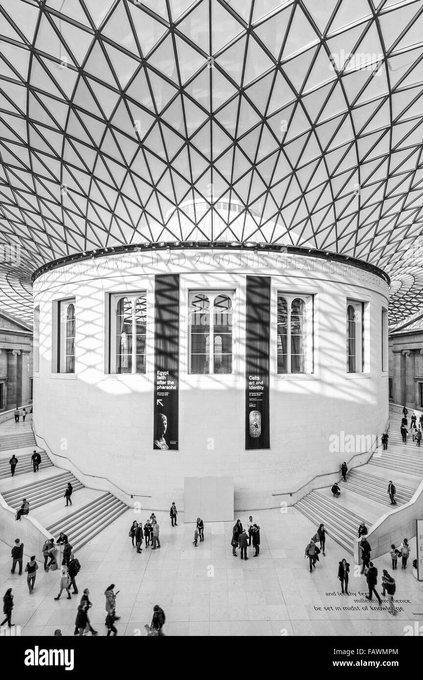 British Museum with the glass roof by architect Sir Norman Foster. Stock Photo