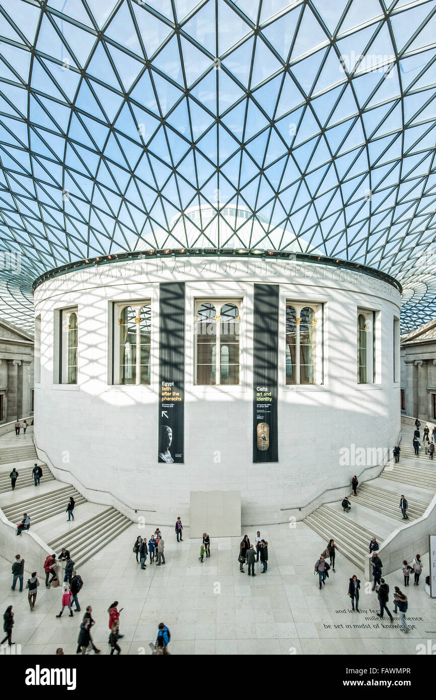 British Museum with the glass roof by architect Sir Norman Foster. Stock Photo
