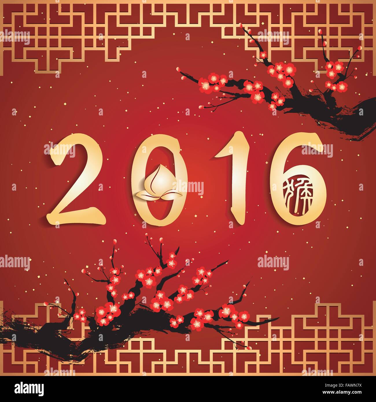 Chinese New Year The Year of Monkey Background Stock Vector