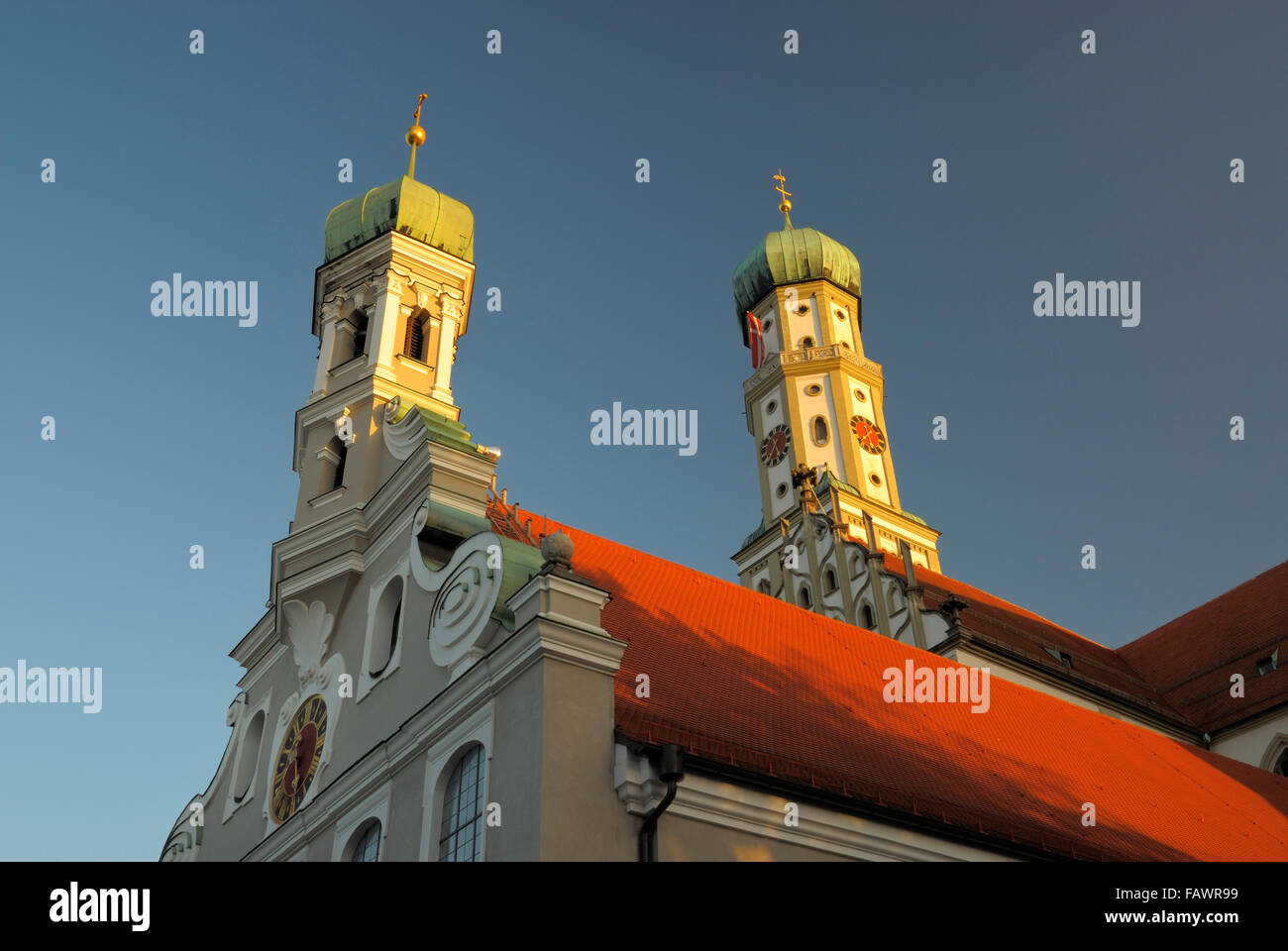 Evangelisch-Lutherischen Kirche St. Ulrich and Romisch-Katholischen Basilika St. Ulrich und Afra, Augsburg, Schwaben (Swabia), Bayern (Bavaria), Germany Stock Photo