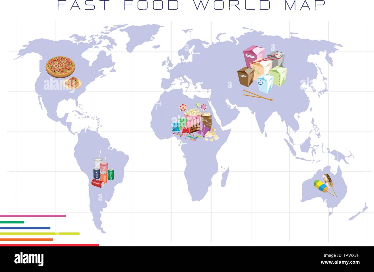 Food Benefit, Detailed Illustration of A Map of Fast Food and Take Out