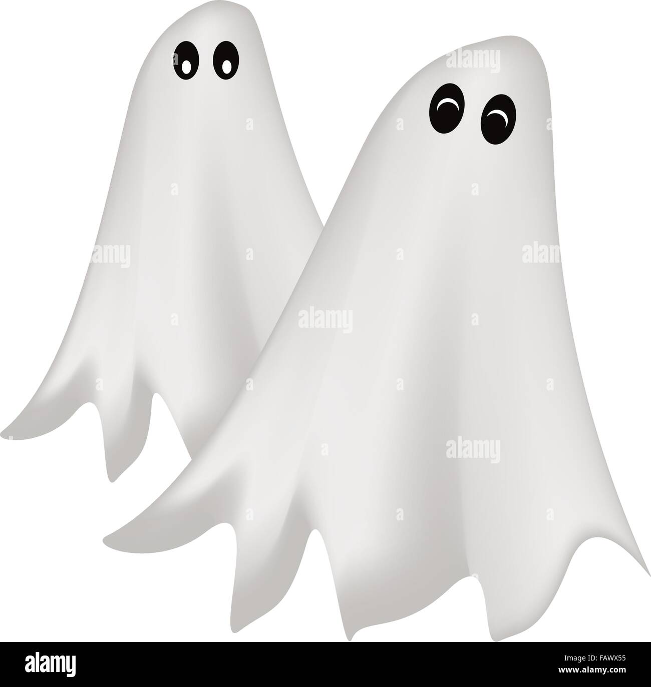 Two Person in Halloween Costume Made of White Fabric Preparing for Halloween Celebration Stock Vector