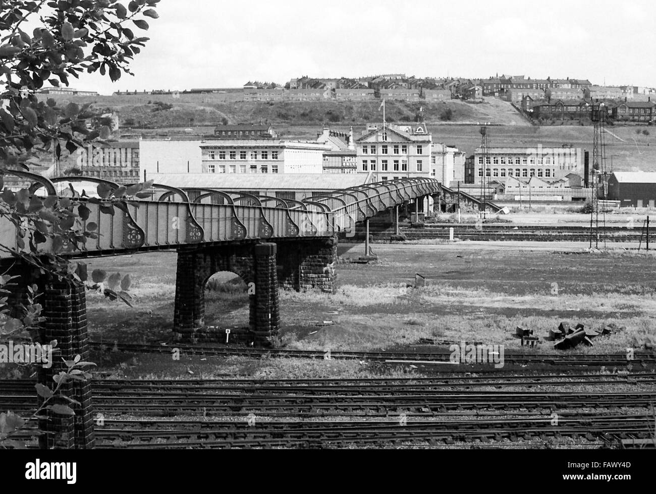 Bradford, West Yorkshire. Old footbridge across rail tracks between