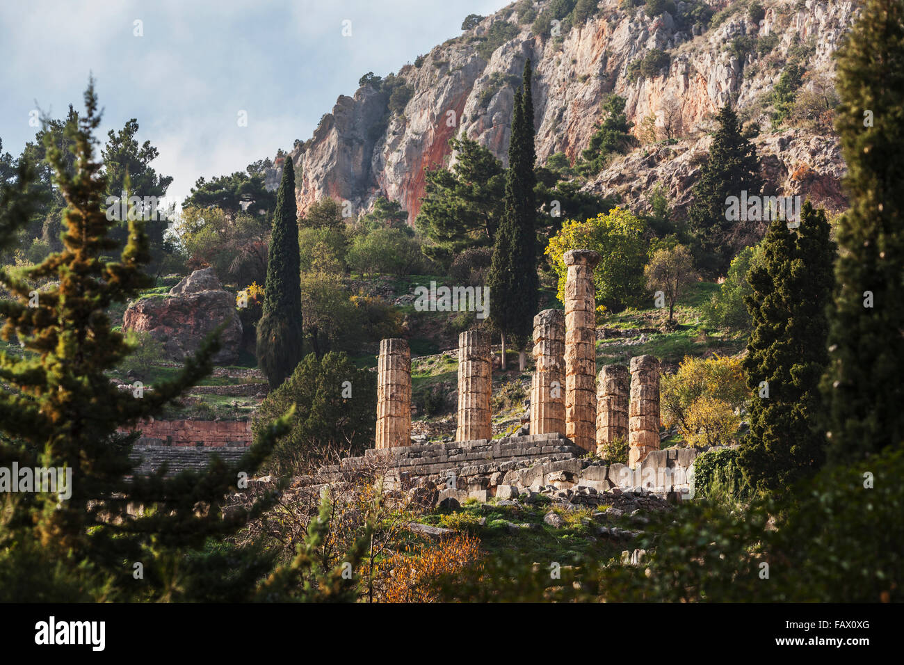 Temple of Apollo; Delphi, Greece Stock Photo