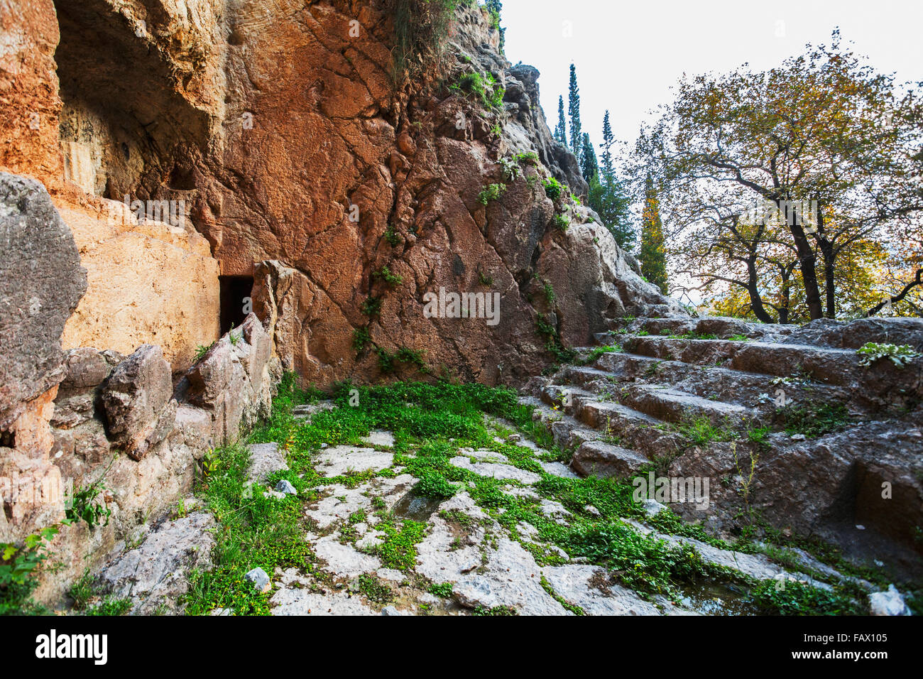 Castalian Spring; Delphi, Greece Stock Photo - Alamy