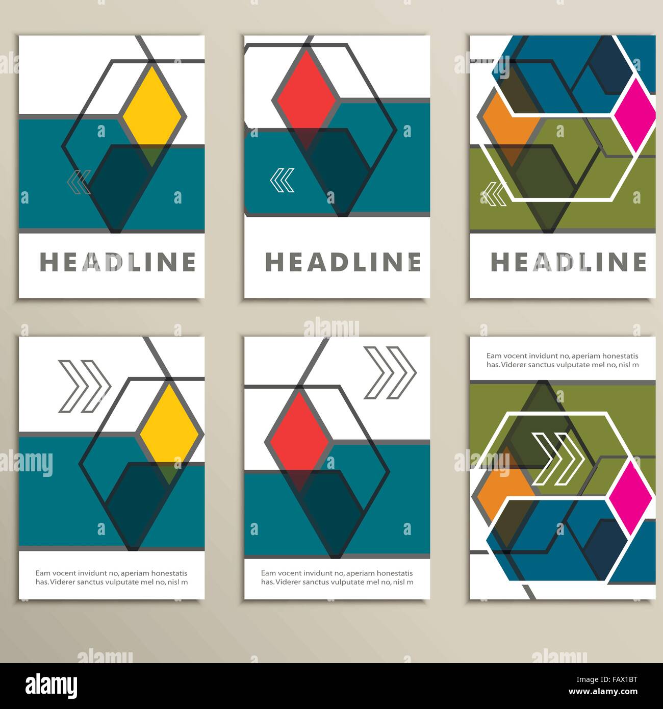 Vector hexagon infographics set. 6 template for diagram and