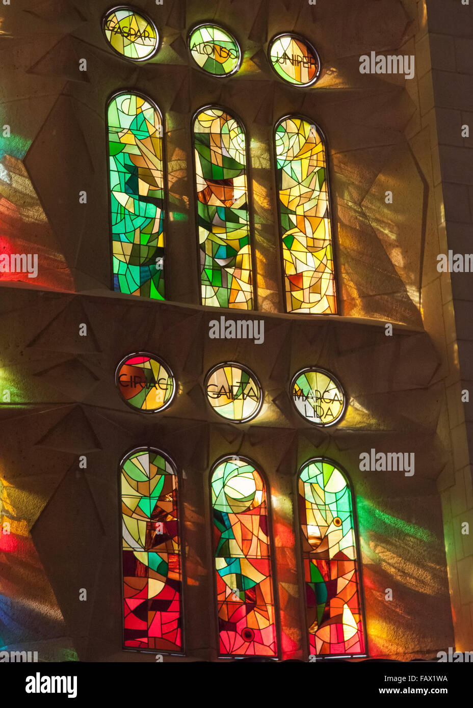 Stained Glass At Sagrada Familia Cathedral Stock Photo Alamy stained-glass-at-sagrada-familia-cathedral-stock-photo-alamy