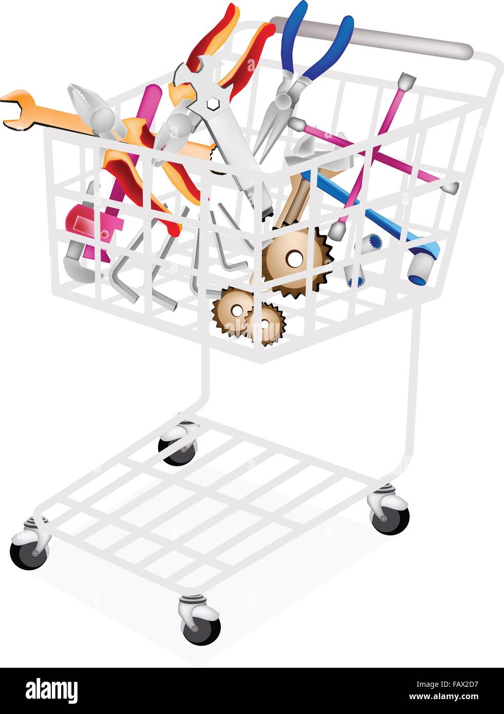 A Shopping Cart Full with Various Type of Auto Service and Repair Tool