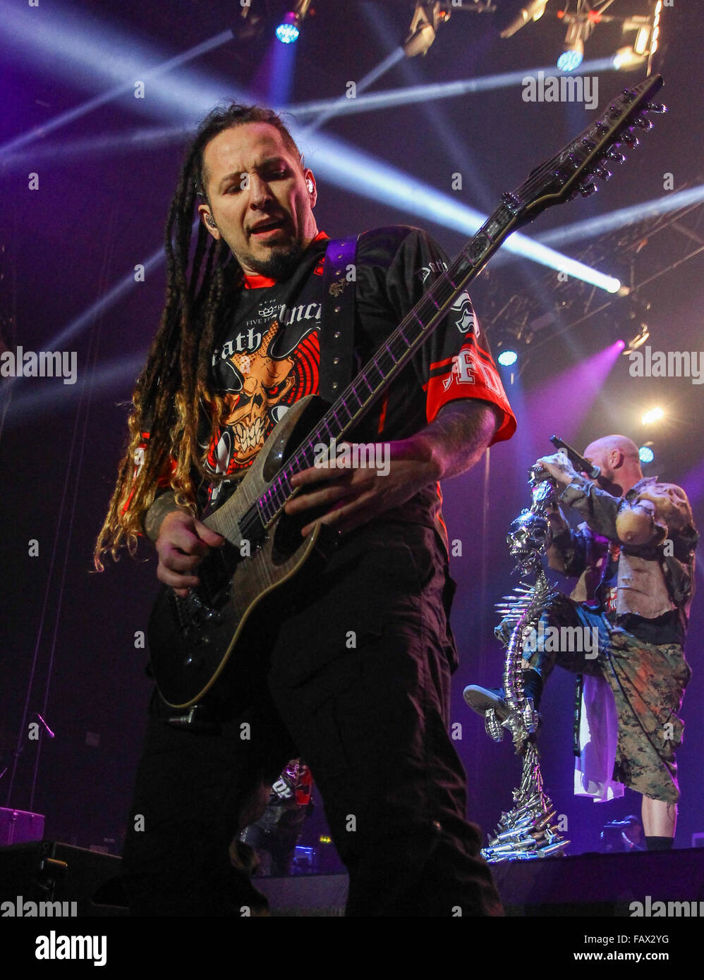 Five Finger Death Punch performing live on their 'Got Your Six' Tour at SSE Arena Wembley  Featuring: Five Finger Death Punch, Zoltan Bathory Where: London, United Kingdom When: 28 Nov 2015 Stock Photo