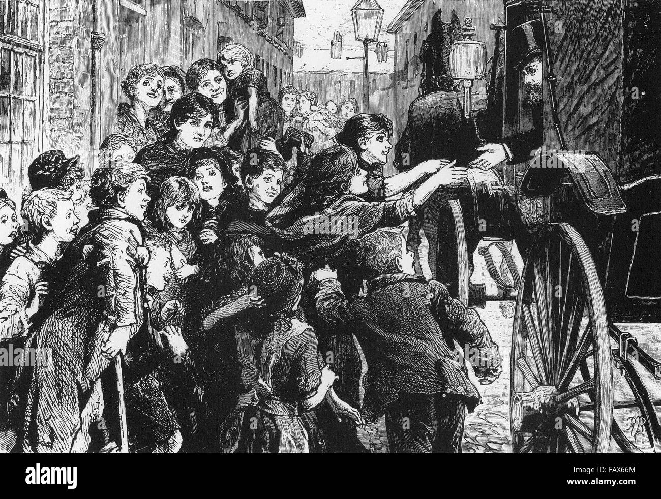 DUBLIN SLUMS at Golden Lane are visited by the Prince of Wales in 1885 Stock Photo