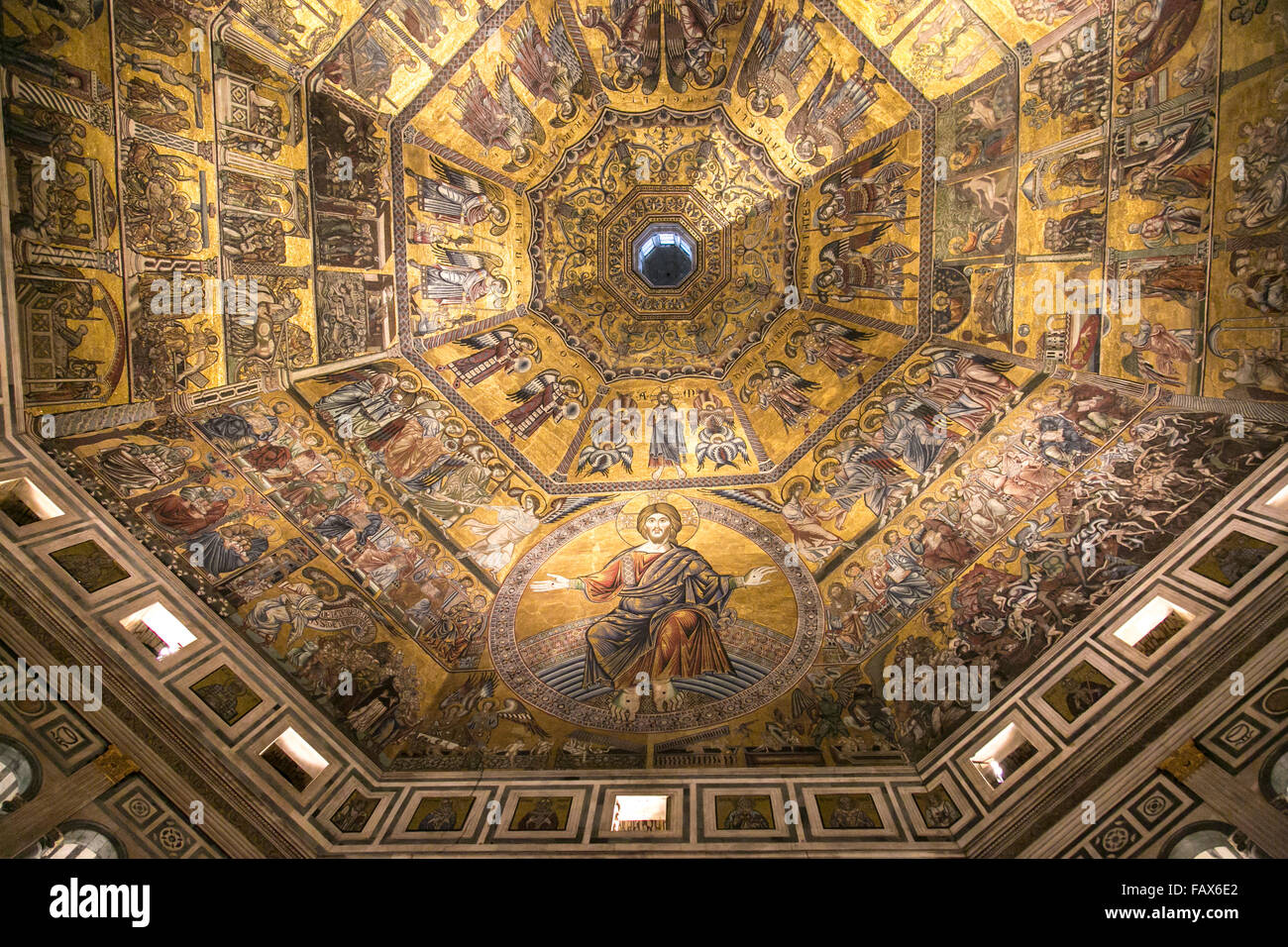 The wonderful ceiling of the Baptistery of Saint John in Florence, Italy. Stock Photo
