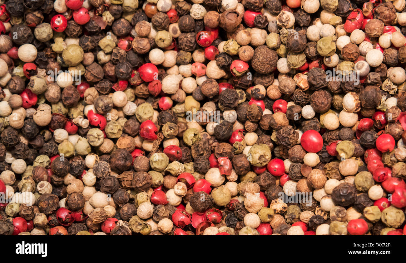 Mix of dried pepper . Pepper spice background Stock Photo