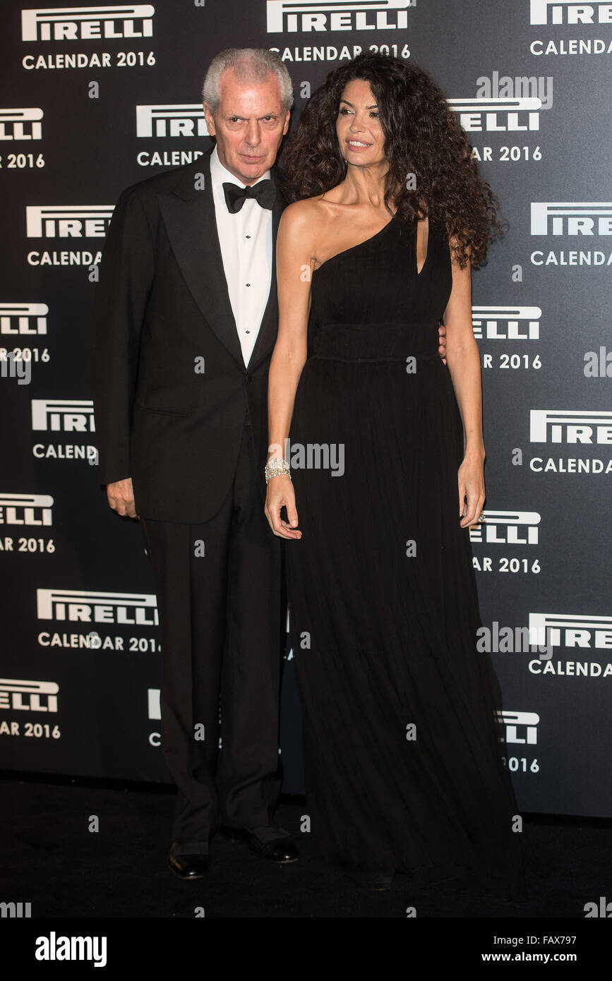 Gala evening to celebrate the 2016 Pirelli Calendar held at the Roundhouse - Arrivals.  Featuring: Marco Tronchetti Provera, Afef Jnifen Where: London, United Kingdom When: 30 Nov 2015 Stock Photo
