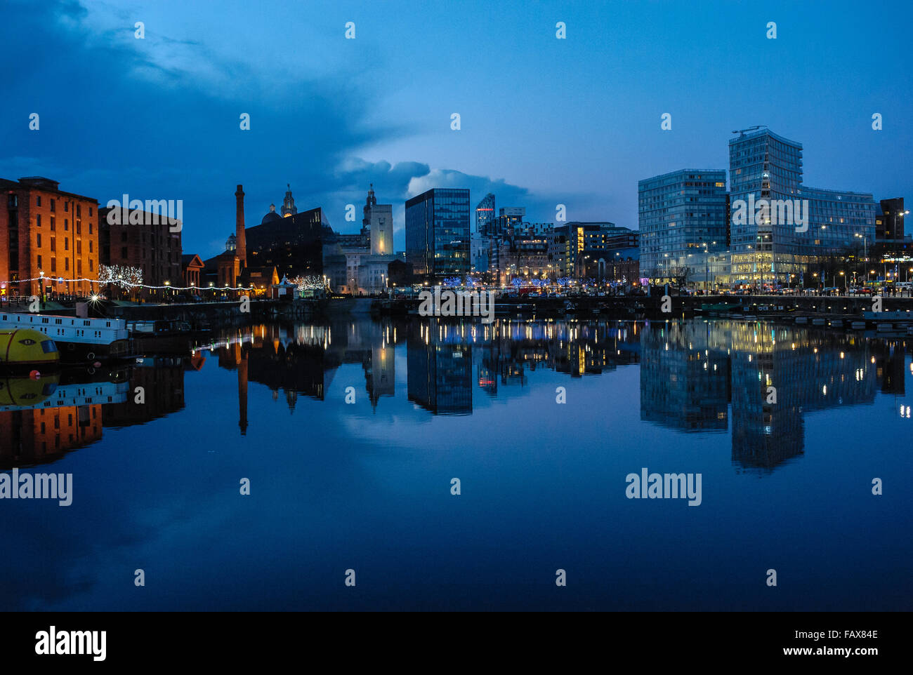 Liverpool skyline seen from Salthouse dock . Stock Photo