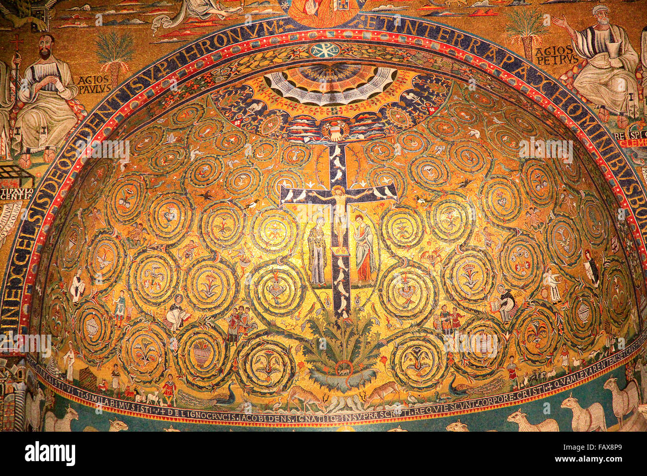 San Clemente church mosaic, Rome, Italy Stock Photo