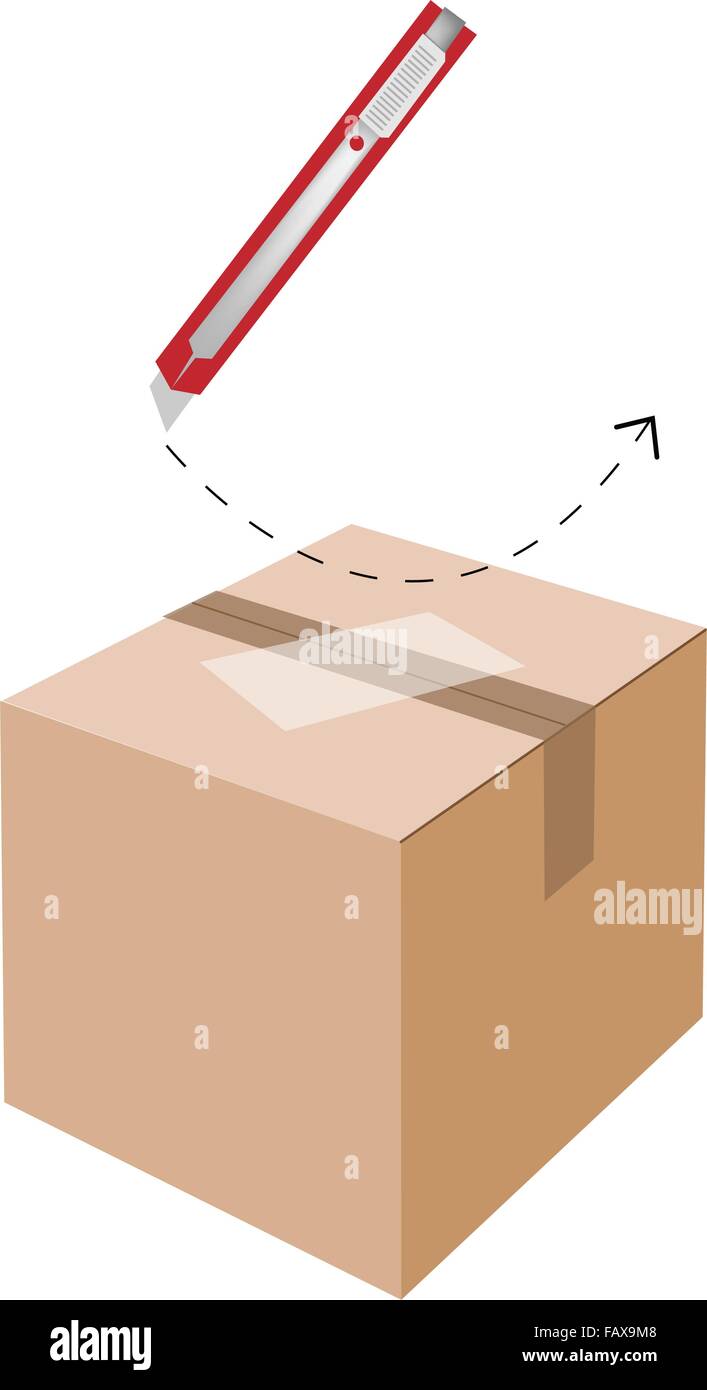 box cardboard cutter isolated Stock Photo - Alamy