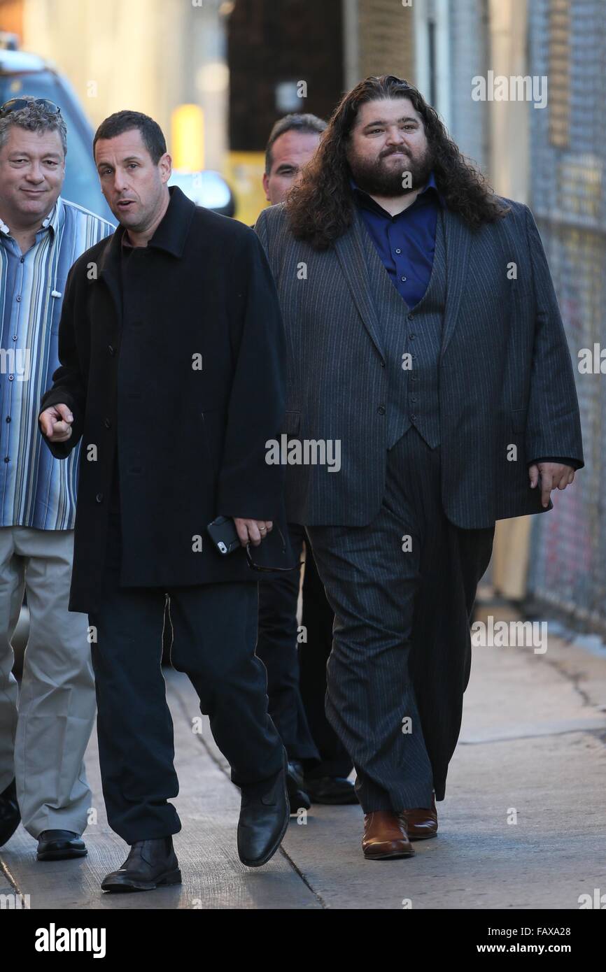 The Ridiculous 6 cast seen arriving at the ABC studios for Jimmy Kimmel Live! Featuring: Adam Sandler, Jorge Garcia Where: Los Angeles, California, United States When: 30 Nov 2015 Stock Photo
