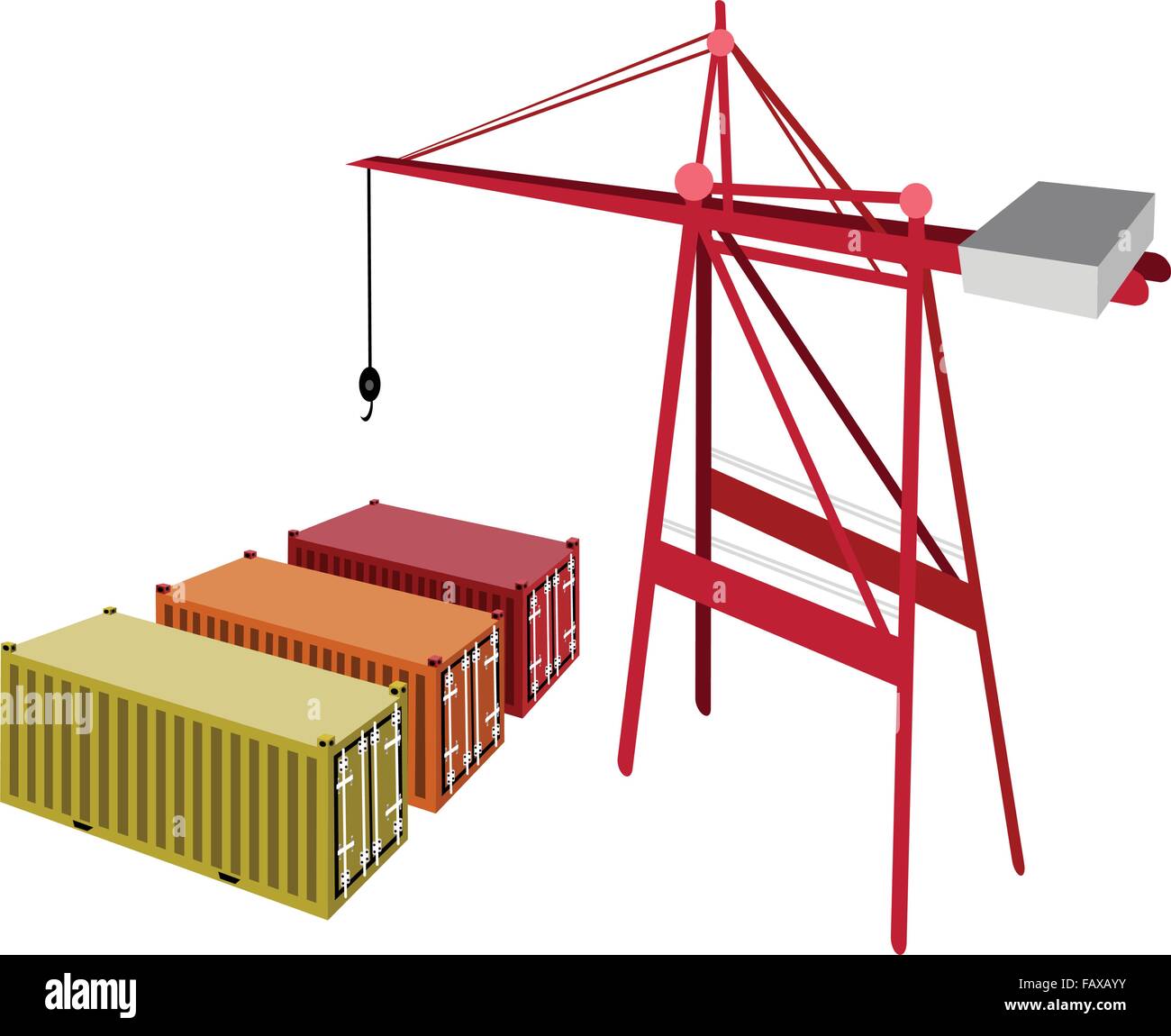 A Container Crane with Three Freight Container, Container Crane Is A