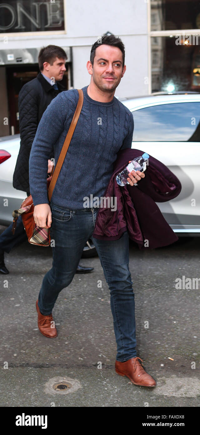Make-up free Kimberly Walsh and Ben Forster arrive the Dominion Theatre  Featuring: Ben Forster Where: London, United Kingdom When: 02 Dec 2015 Stock Photo