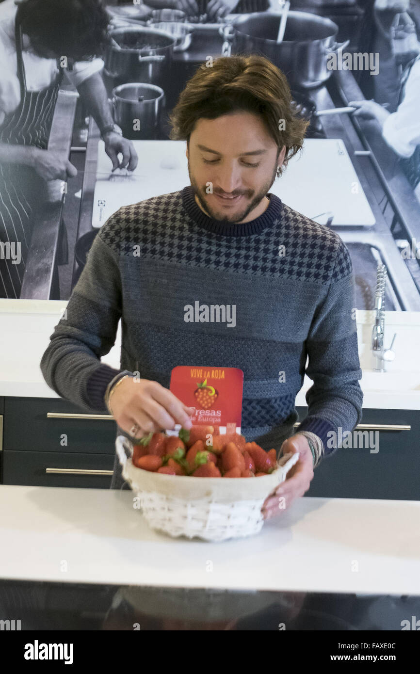 Singer Manuel Carrasco presents new campaign 'Europe Strawberries' in Madrid  Featuring: Manuel Carrasco Where: Madrid, Spain When: 02 Dec 2015 Stock Photo