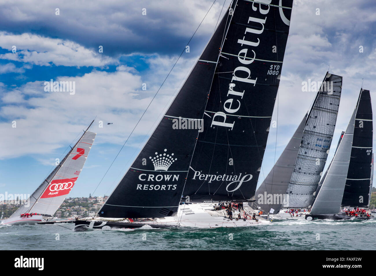 Rolex Sydney Hobart Yacht Race, 2015, Sydney Harbour, Australia, Saturday, December 26, 2015. Stock Photo