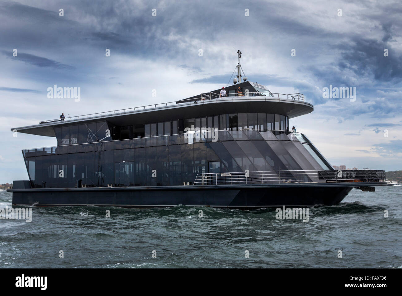 Starship Sydney watching Rolex Sydney Hobart Yacht Race, 2015, Sydney Harbour, Australia, Saturday, December 26, 2015. Stock Photo