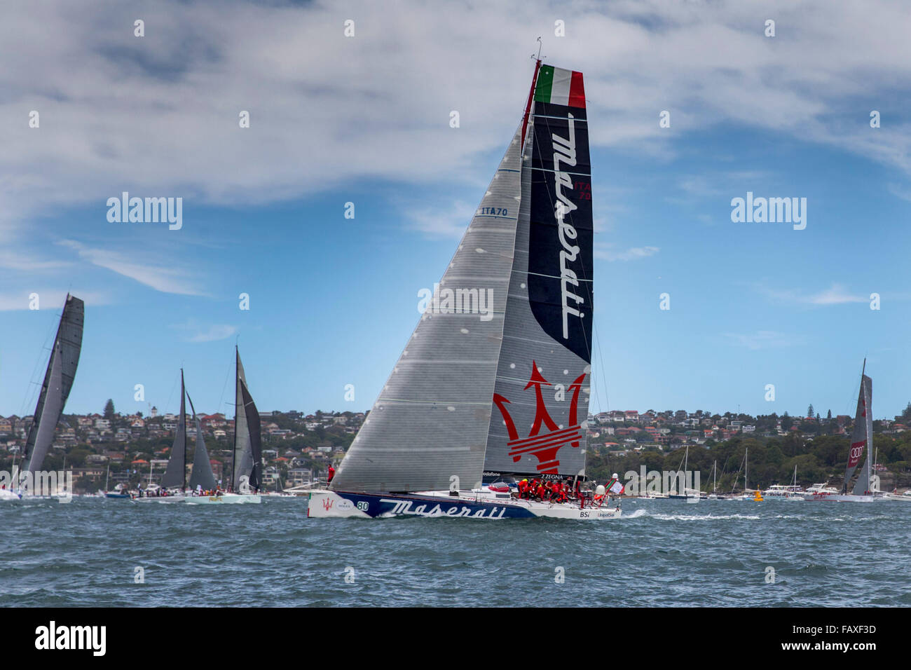 Rolex Sydney Hobart Yacht Race, 2015, Sydney Harbour, Australia, Saturday, December 26, 2015. Stock Photo