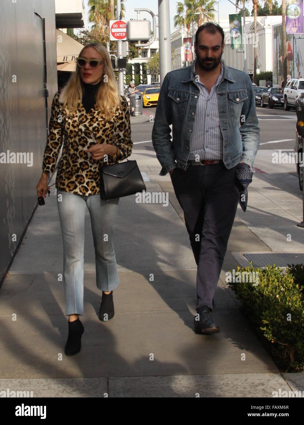 Chloe Sevigny wearing a leopard patterned jacket leaves Ebaldi
