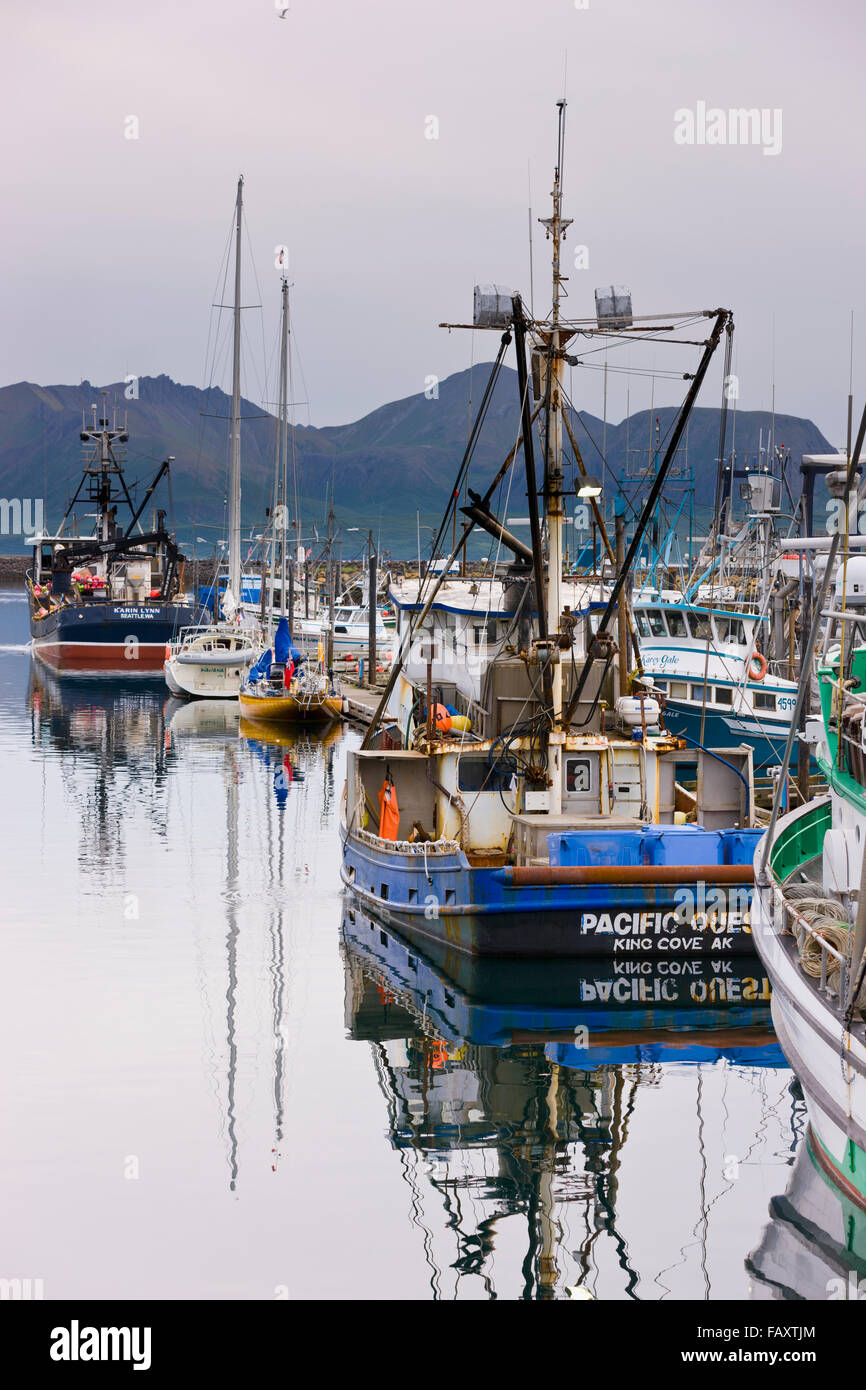 Fishing boats docked in the Sand Point Harbor, Sand Point, Southwestern