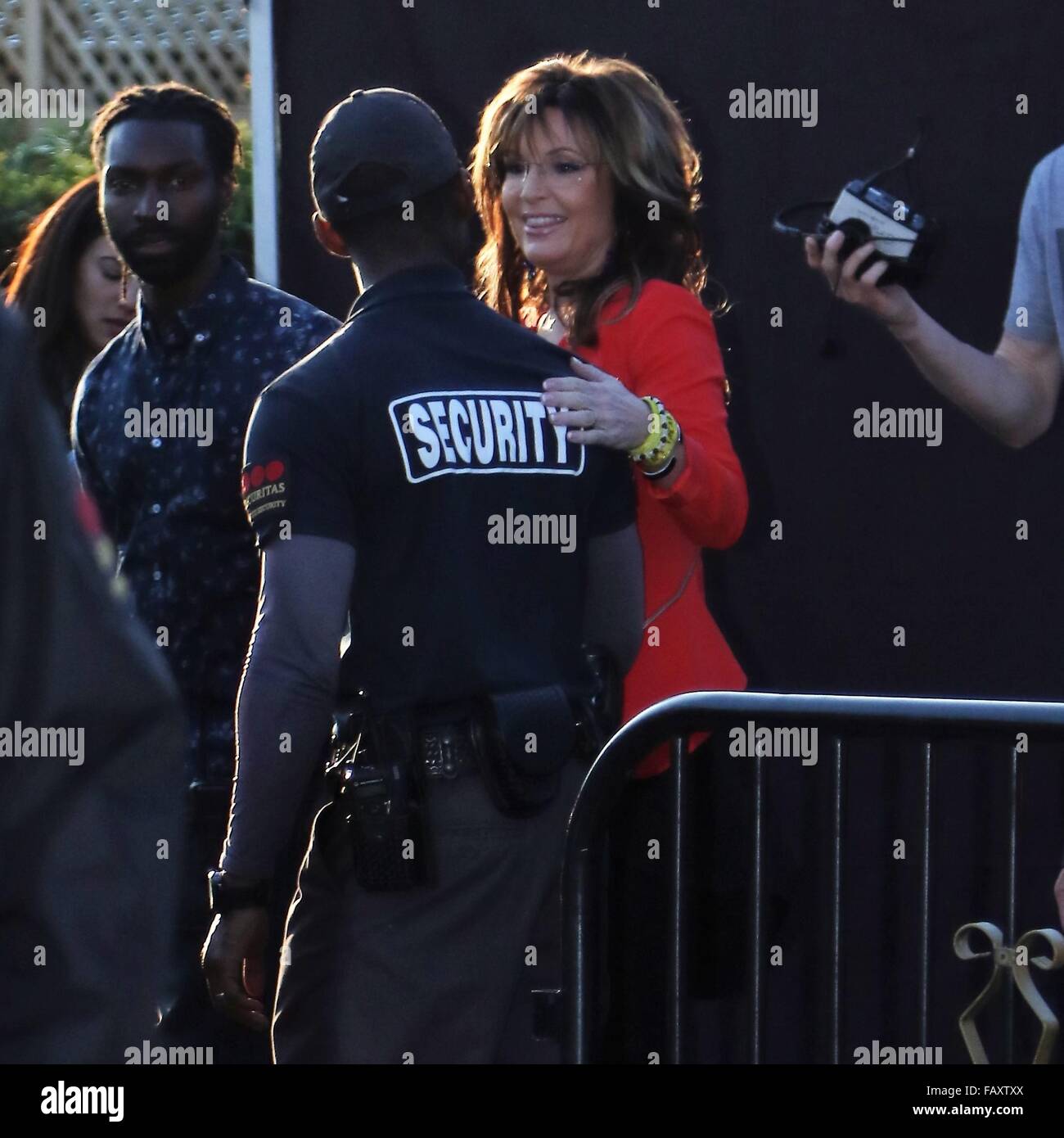 Sarah Palin at Universal Studios Hollywood for an appearance on 'Extra'  Featuring: Sarah Palin Where: Los Angeles, California, United States When: 04 Dec 2015 Stock Photo