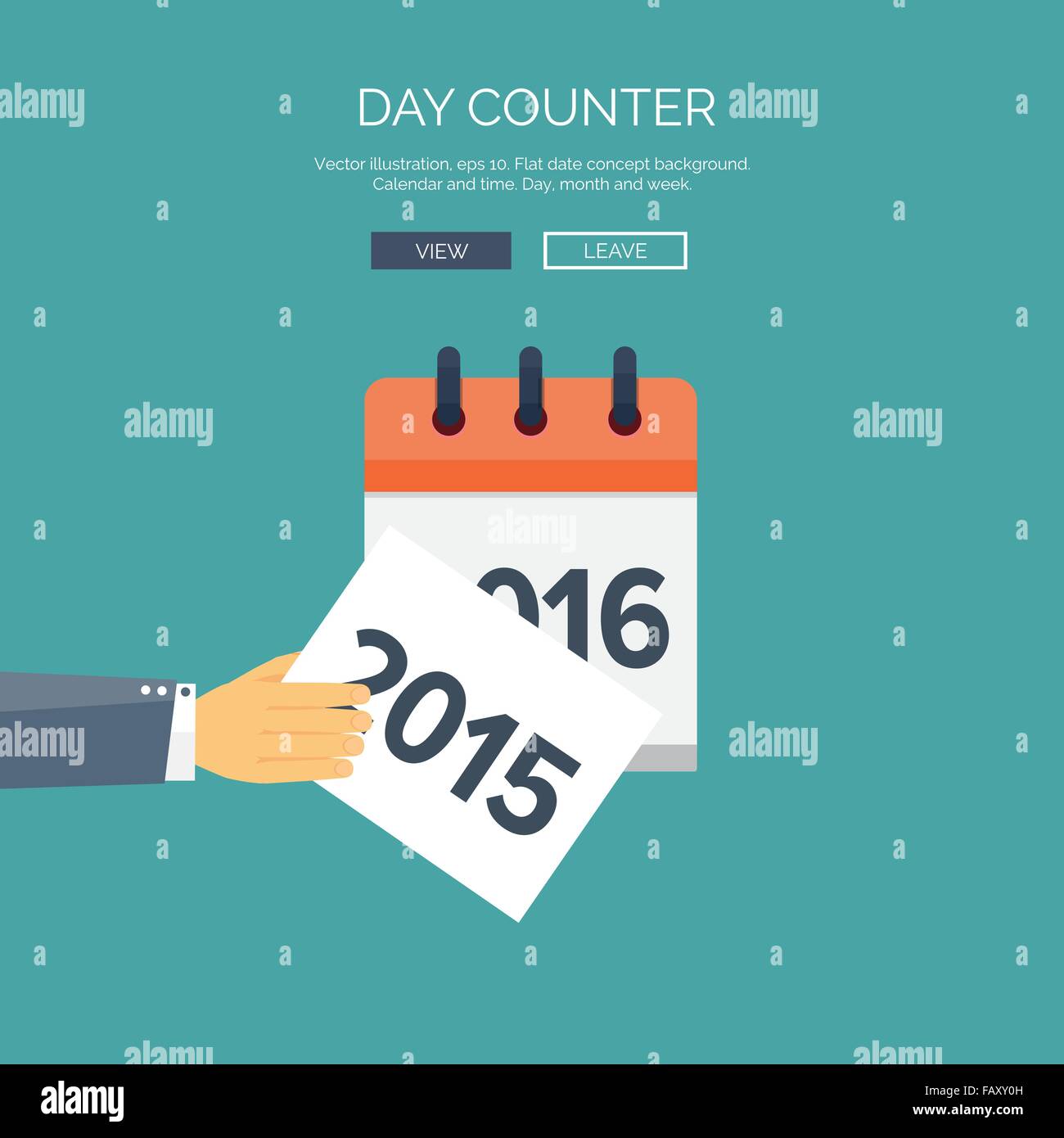 Flat calendar icon date and time background new year 2016 2015 