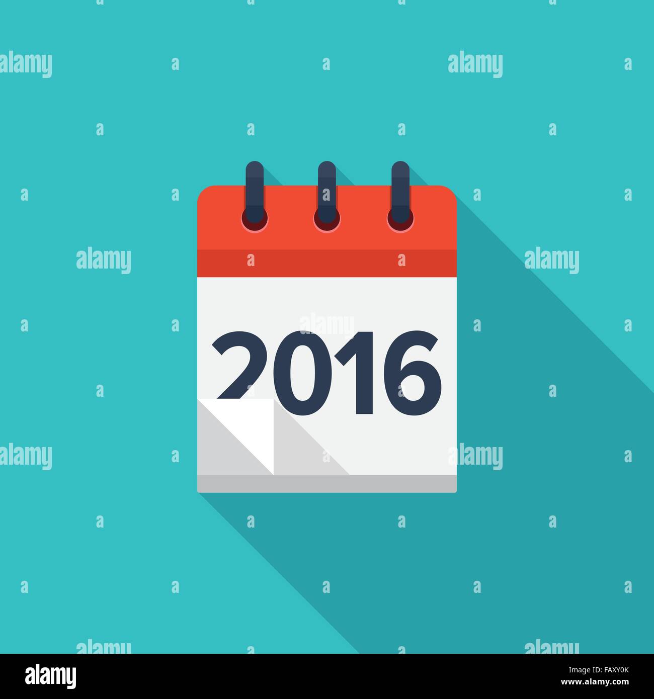 Flat calendar icon date and time background new year 2016 stock 