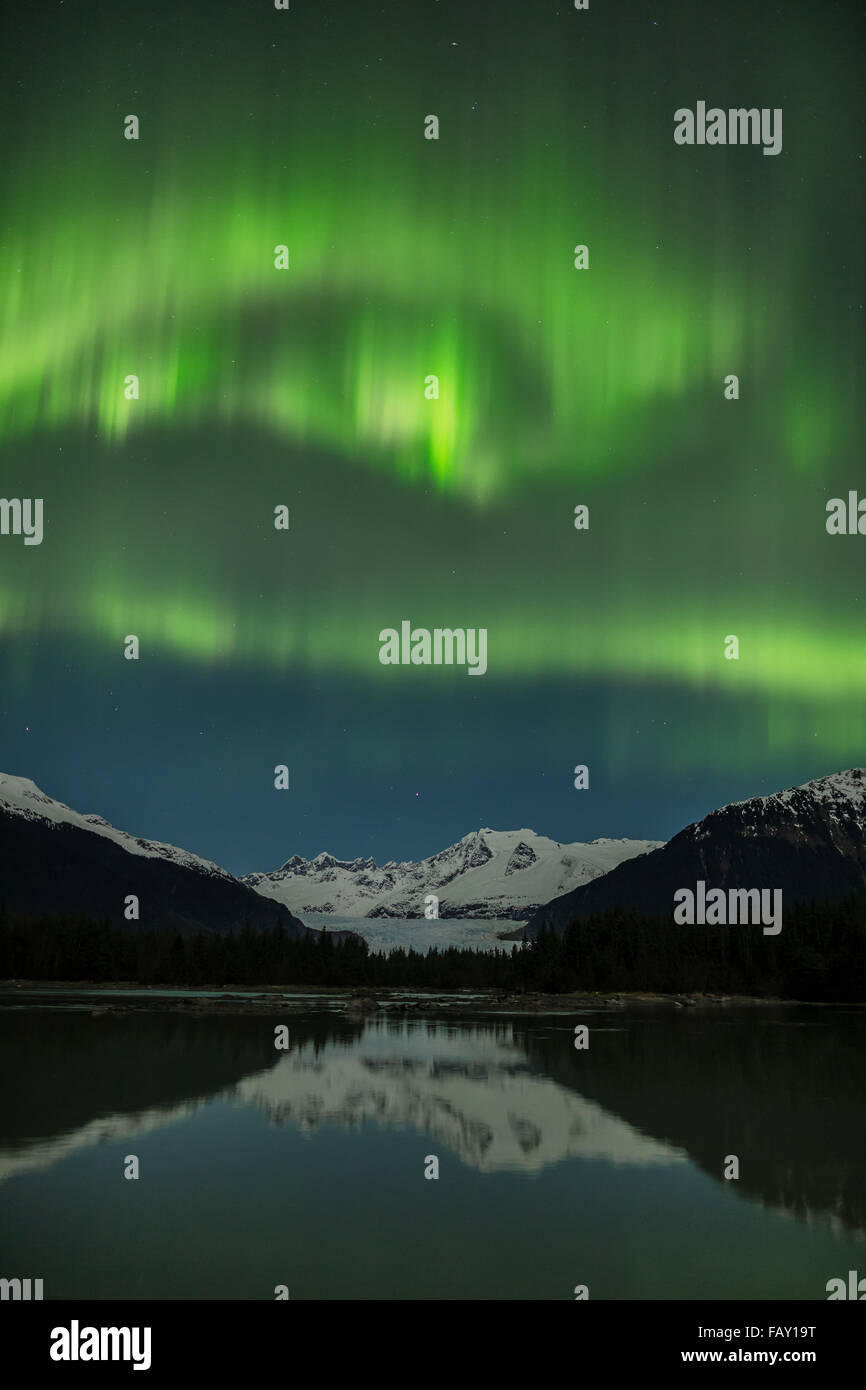 Northern Lights over Mendenhall Lake and Tongass National Forest
