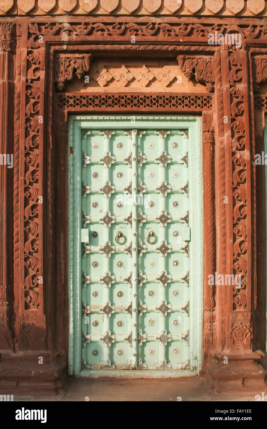 30th November 2015, Jodhpur, Rajastan, India. Green painted traditional ...