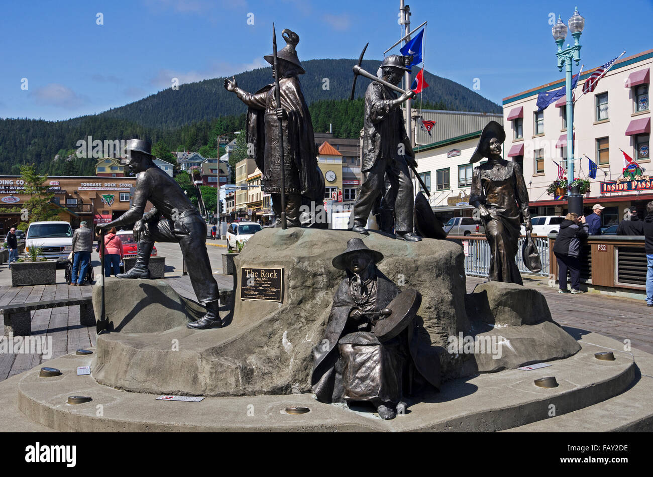 Dave Rubin's bronze monument "The Rock" in downtown Ketchikan