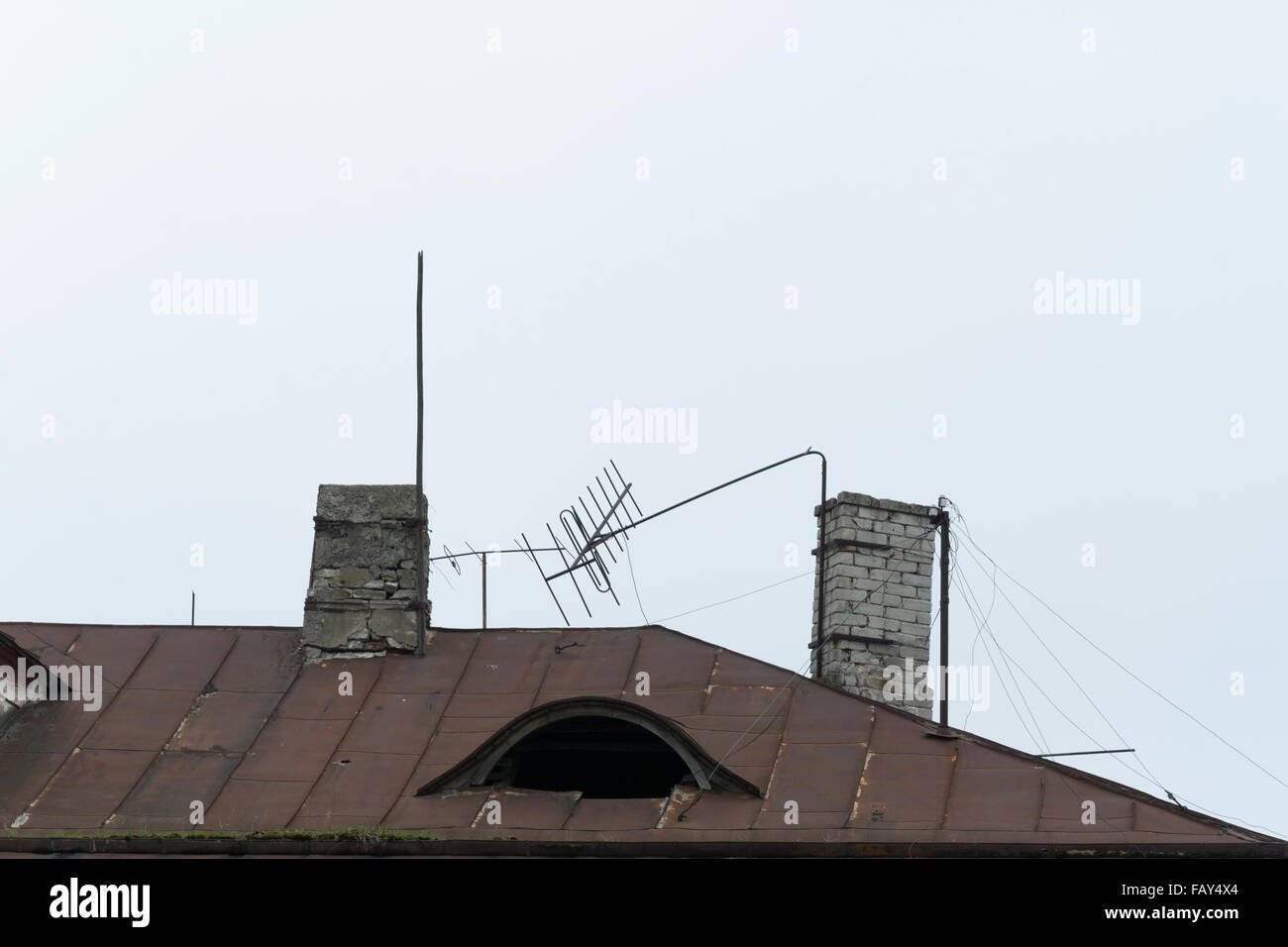 Broken antenna and chimneys at Filtri road in Tallinn Estonia Stock