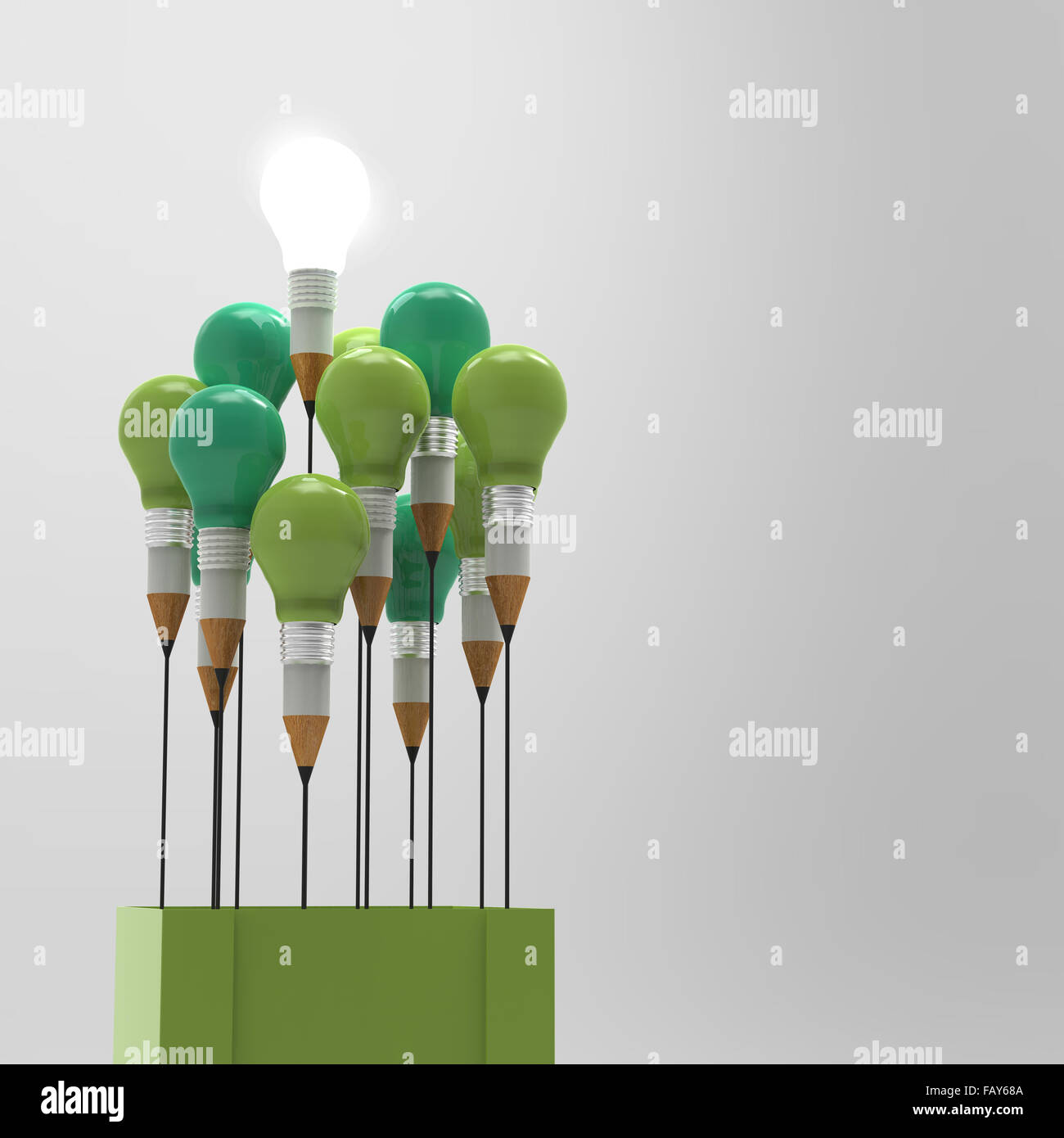 drawing idea pencil and light bulb concept outside the box as creative ...