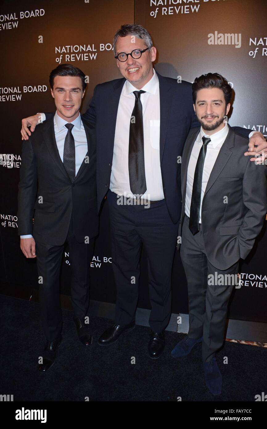 New York, NY, USA. 5th Jan, 2016. Finn Wittrock, Adam McKay, John Magaro at arrivals for The National Board of Review Gala Honoring the 2015 Award Winners - Part 2, Cipriani 42nd Street, New York, NY January 5, 2016. Credit:  Derek Storm/Everett Collection/Alamy Live News Stock Photo