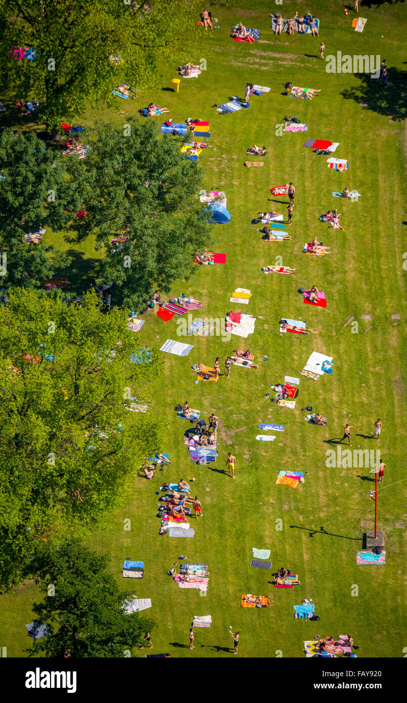 Aerial view, bathing, water slide, water slide, sunbathing, swimming ...