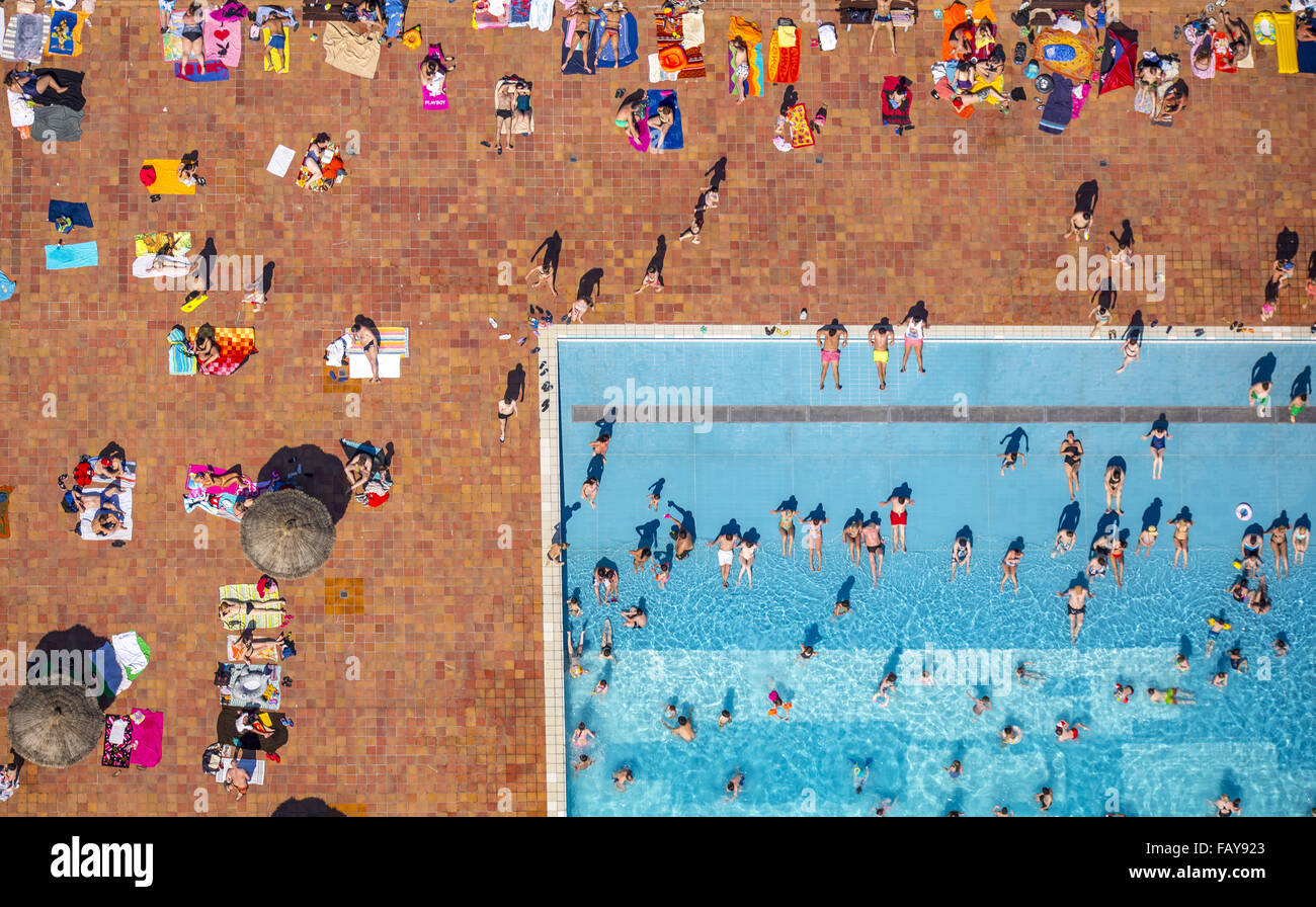 Aerial view, bathing, water slide, water slide, sunbathing, swimming ...