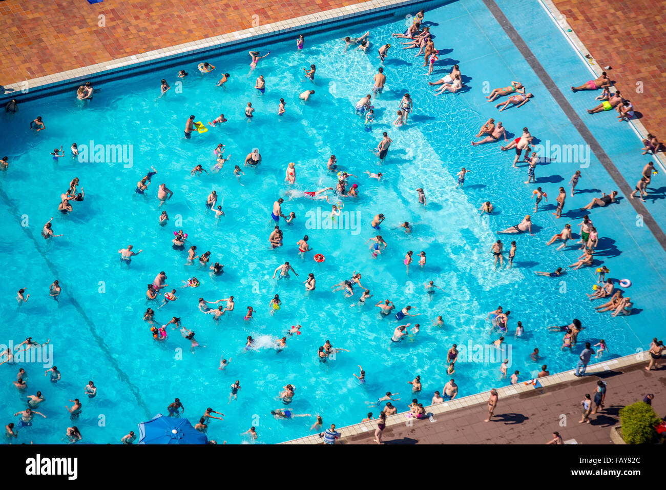 Aerial view, bathing, water slide, water slide, sunbathing, swimming ...