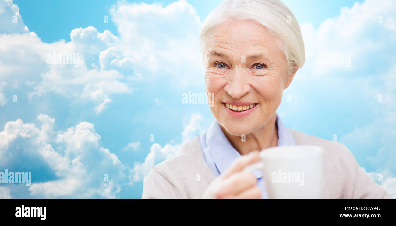 Old woman cup tea hi-res stock photography and images - Alamy